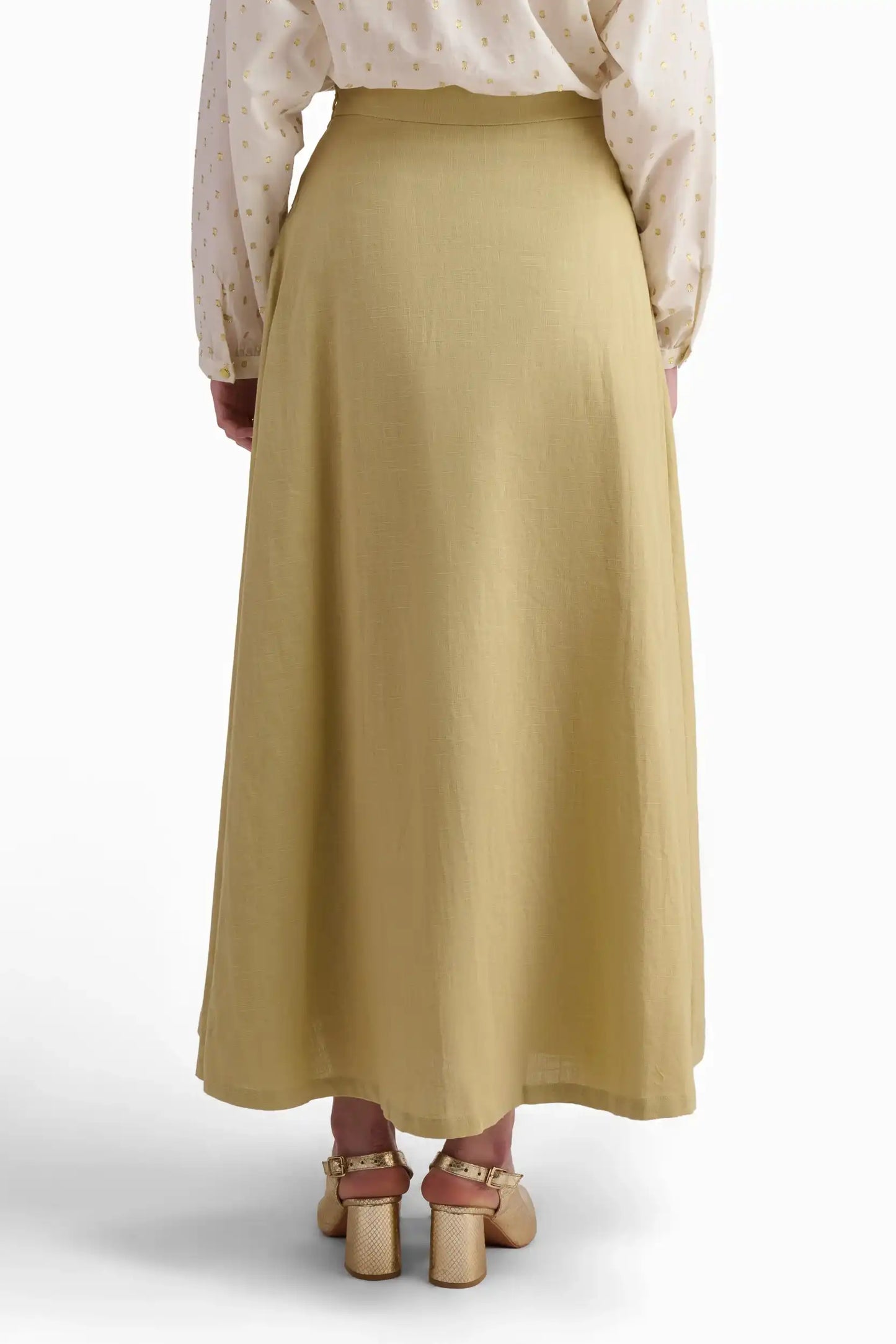 Embroidered Beige Maxi Skirt