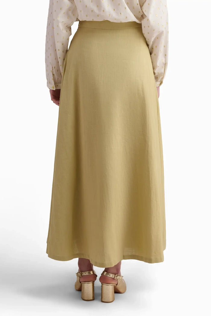 Embroidered Beige Maxi Skirt