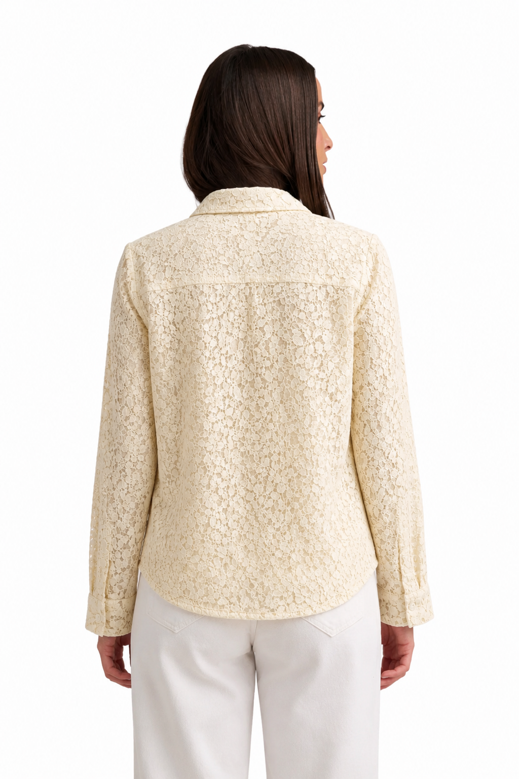Beige Lace Button Shirt