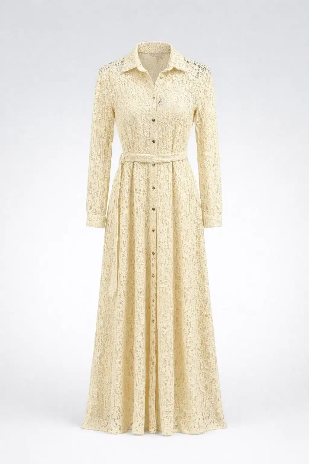 Lace Belted Maxi Dress