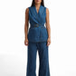 Denim Tailored Vest with Belt