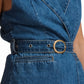 Denim Tailored Vest with Belt