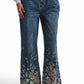 Embroidered Wide-Leg Denim Pants