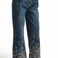 Embroidered Wide-Leg Denim Pants