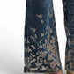 Embroidered Wide-Leg Denim Pants