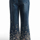 Embroidered Wide-Leg Denim Pants