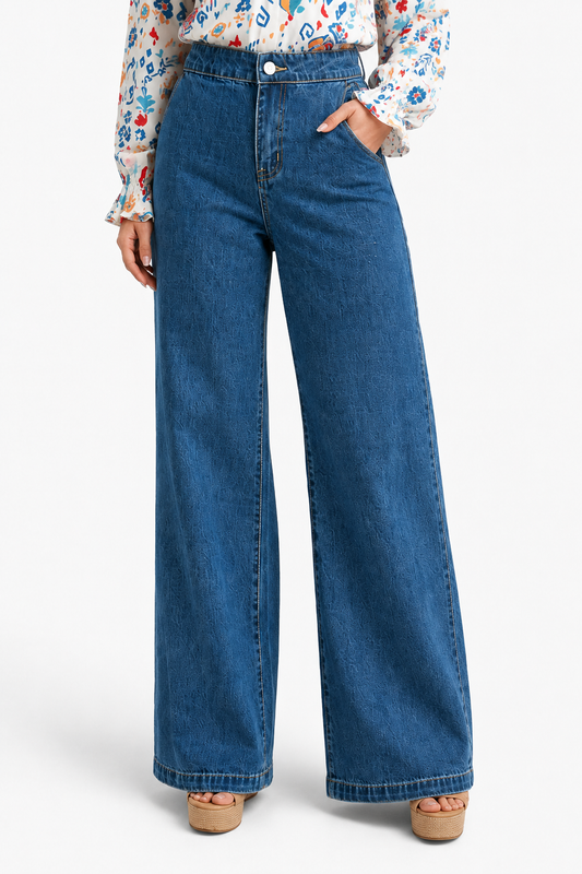 Classic Blue Wide-Leg Denim