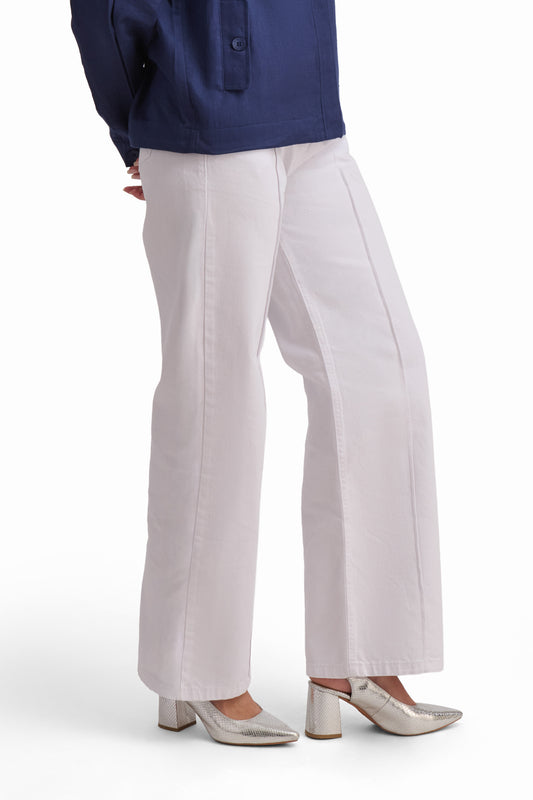 White Wide-Leg Trousers