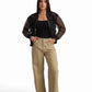 Beige Denim Wide-Leg Jeans