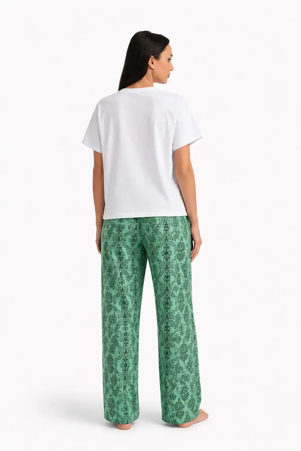 Floral Heart Print Full Pajama Set