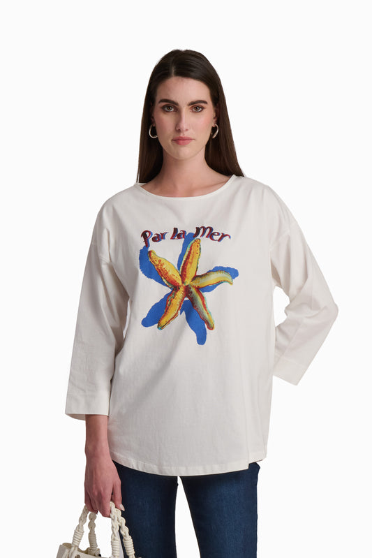 Chic Starfish Print Jersey T-Shirt