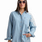 Light Blue Denim Shirt with Lace Detail