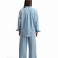 Light Blue Denim Shirt with Lace Detail