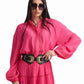 Fuchsia Lace-Trim Shirt