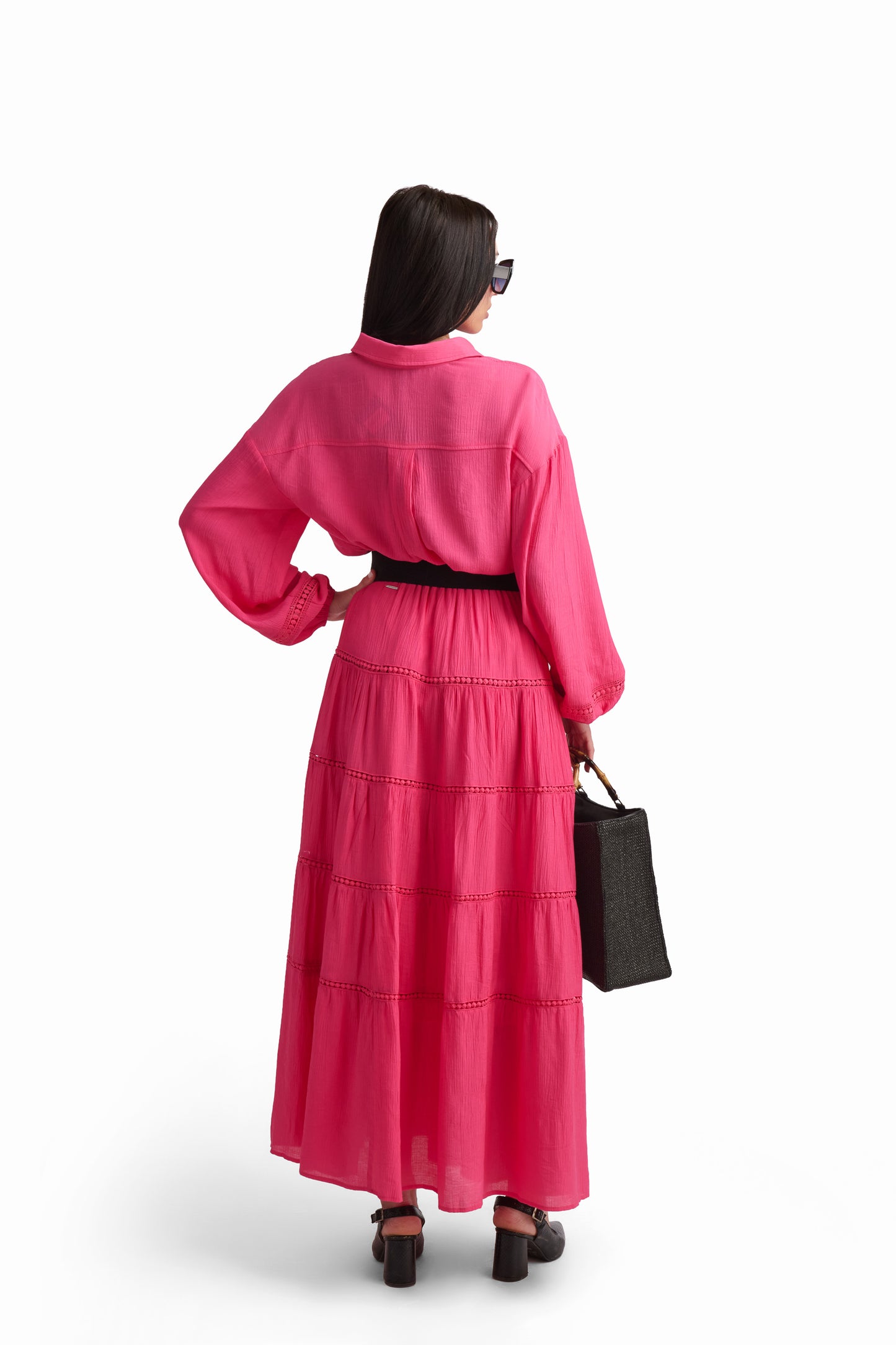 Fuchsia Lace-Trim Shirt