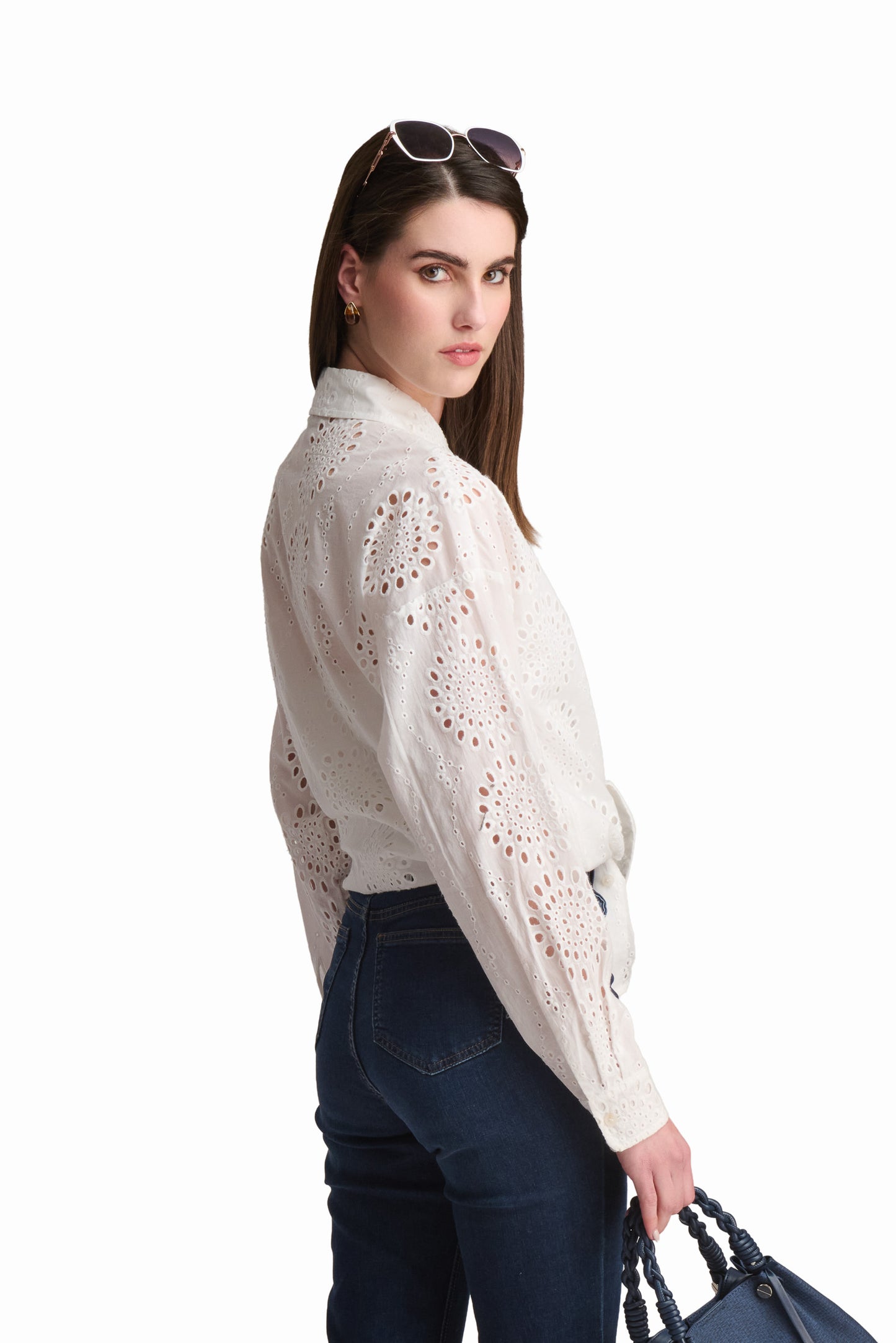 White Textured Embroidered Shirt