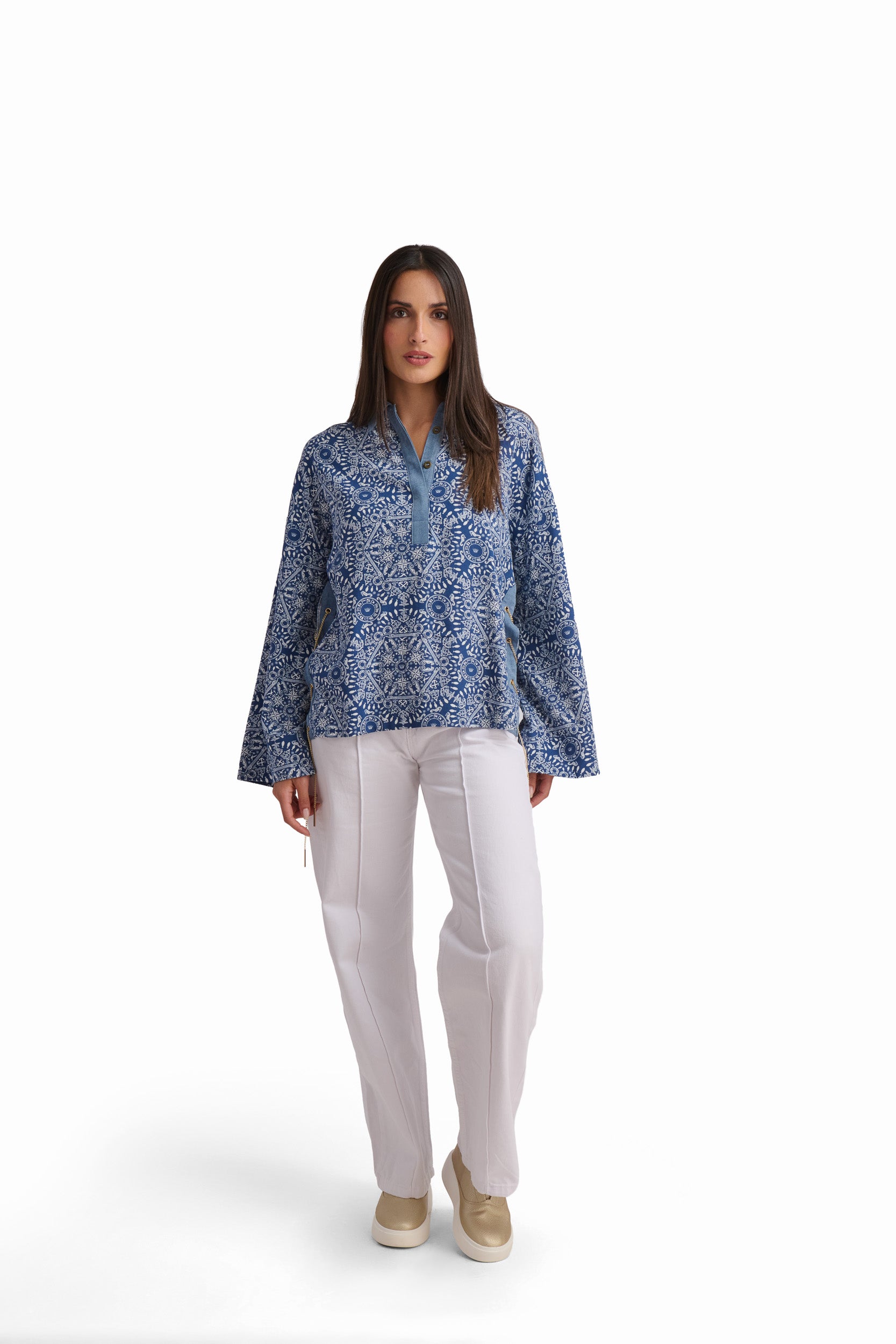 Chic Blue Patterned Shirt