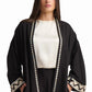 Black Embellished Open-Front Cardigan