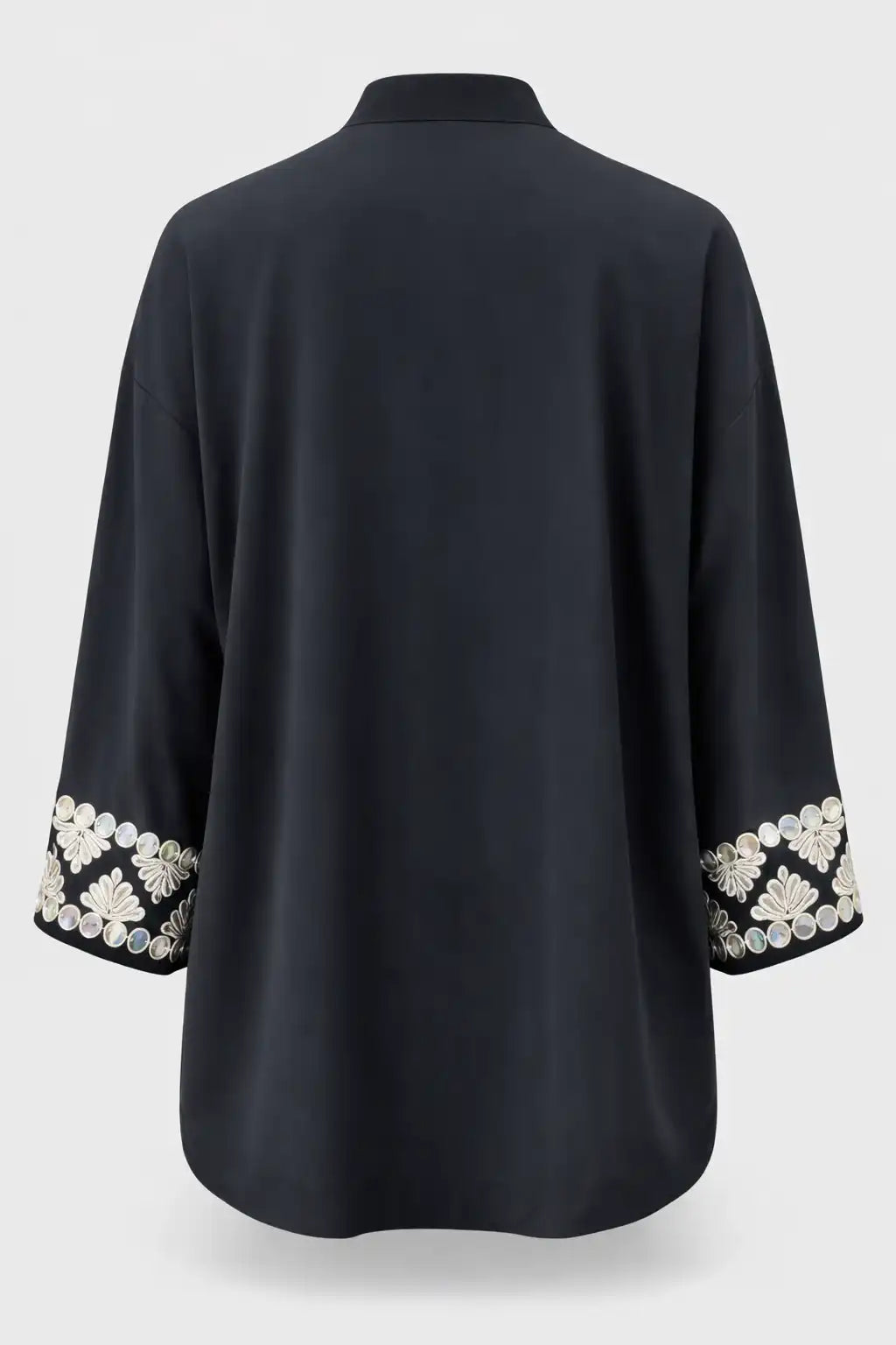 Black Embellished Open-Front Cardigan