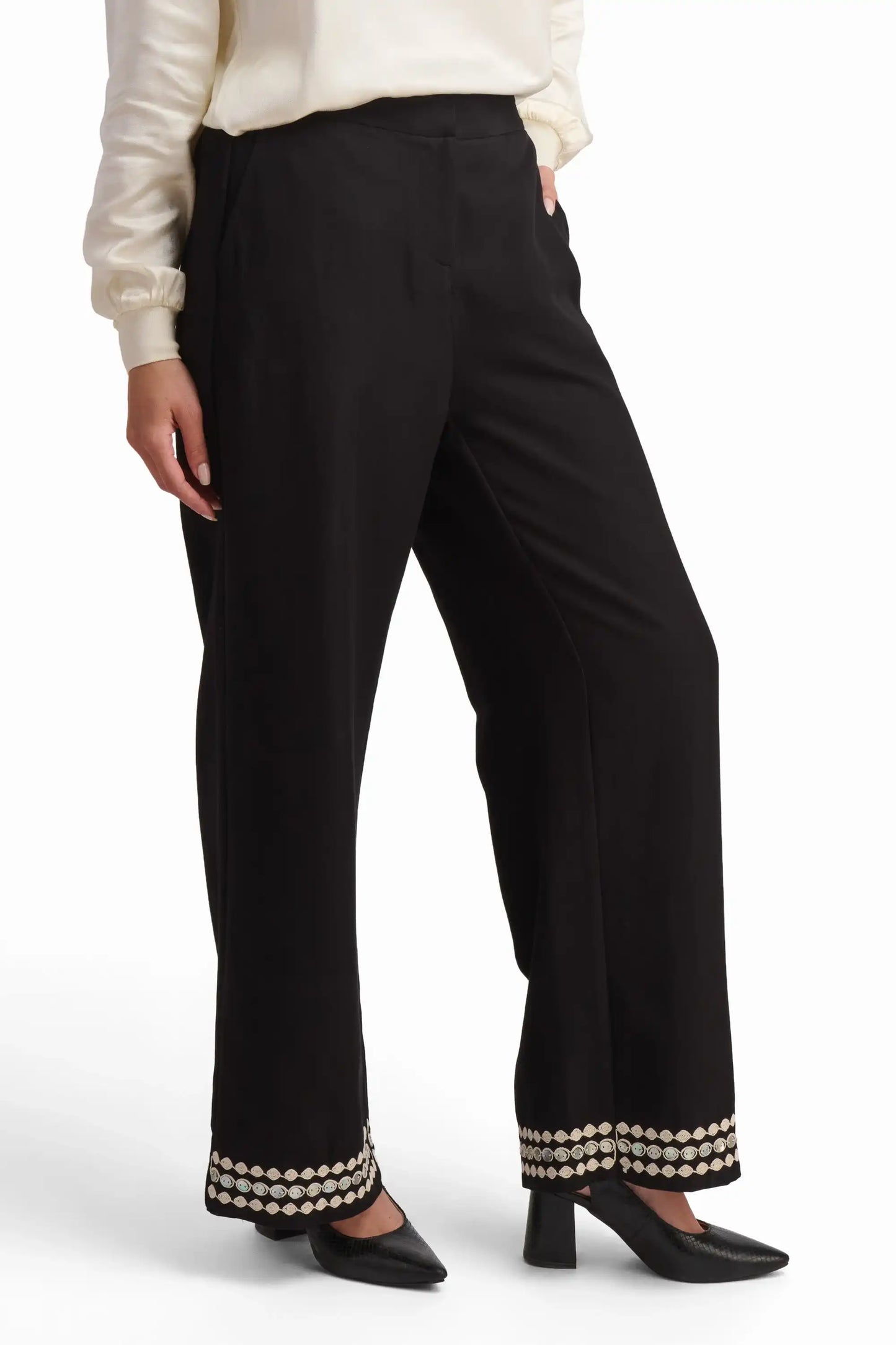 Black Trousers with Hem Detail