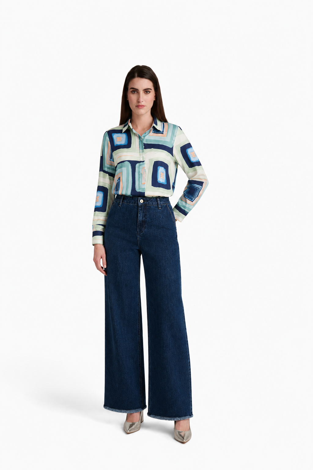 Dark Indigo Wide-Leg Denim Jeans