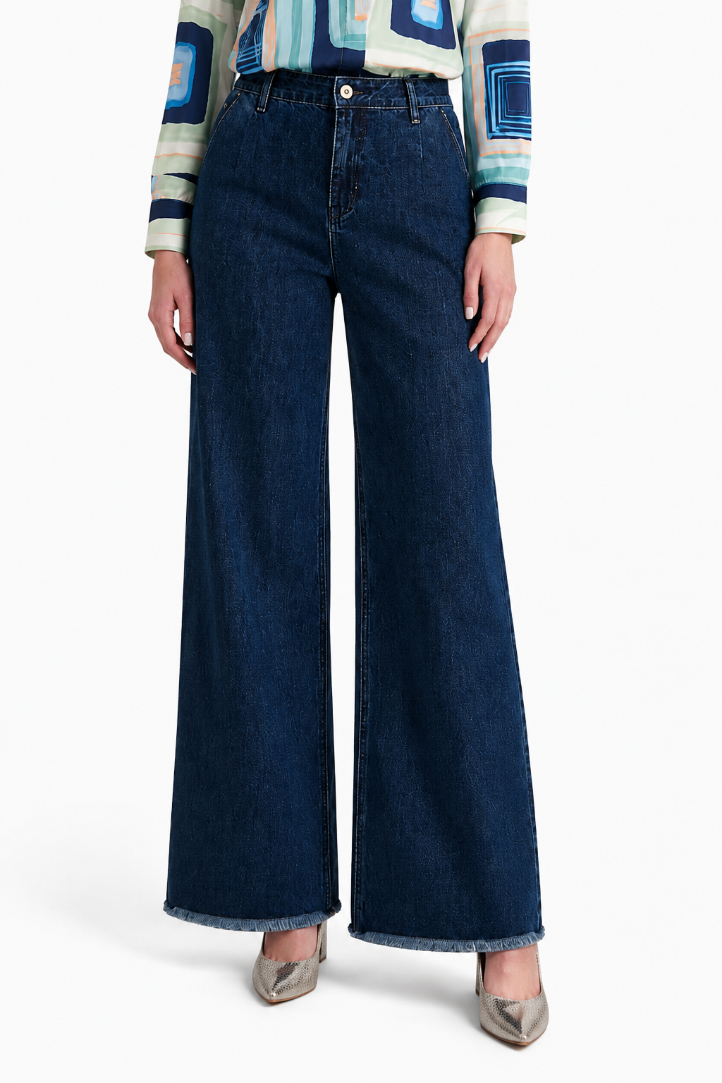Dark Indigo Wide-Leg Denim Jeans