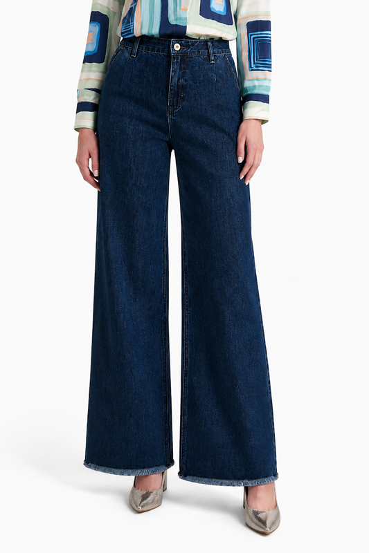 Dark Indigo Wide-Leg Denim Jeans