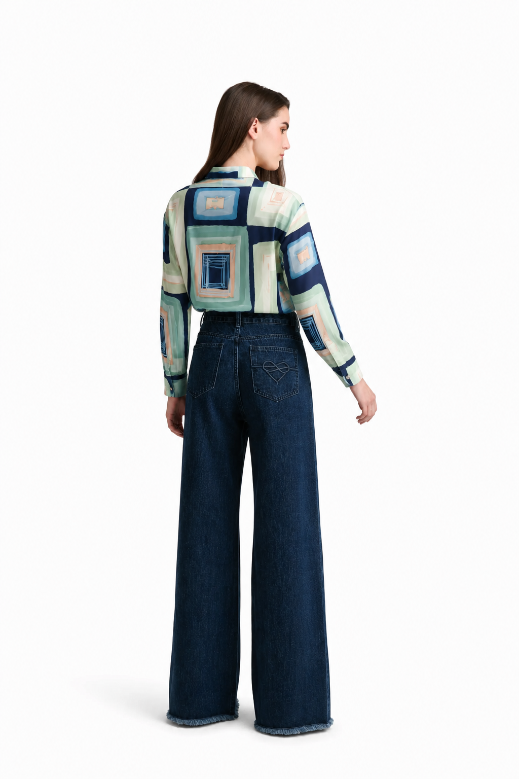 Dark Indigo Wide-Leg Denim Jeans