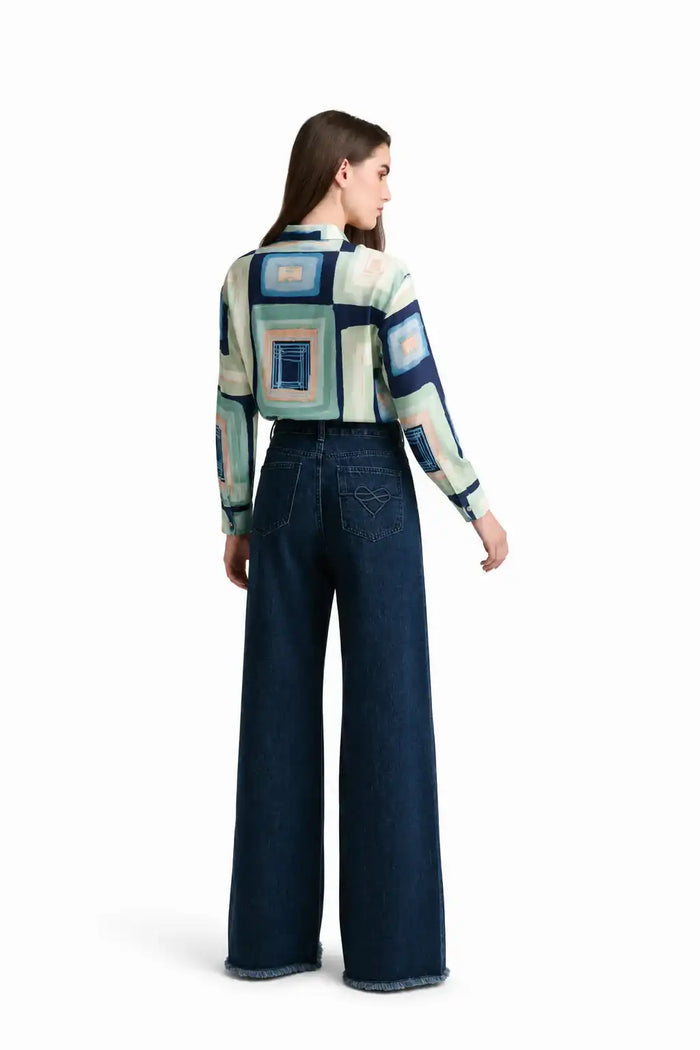 Dark Indigo Wide-Leg Denim Jeans