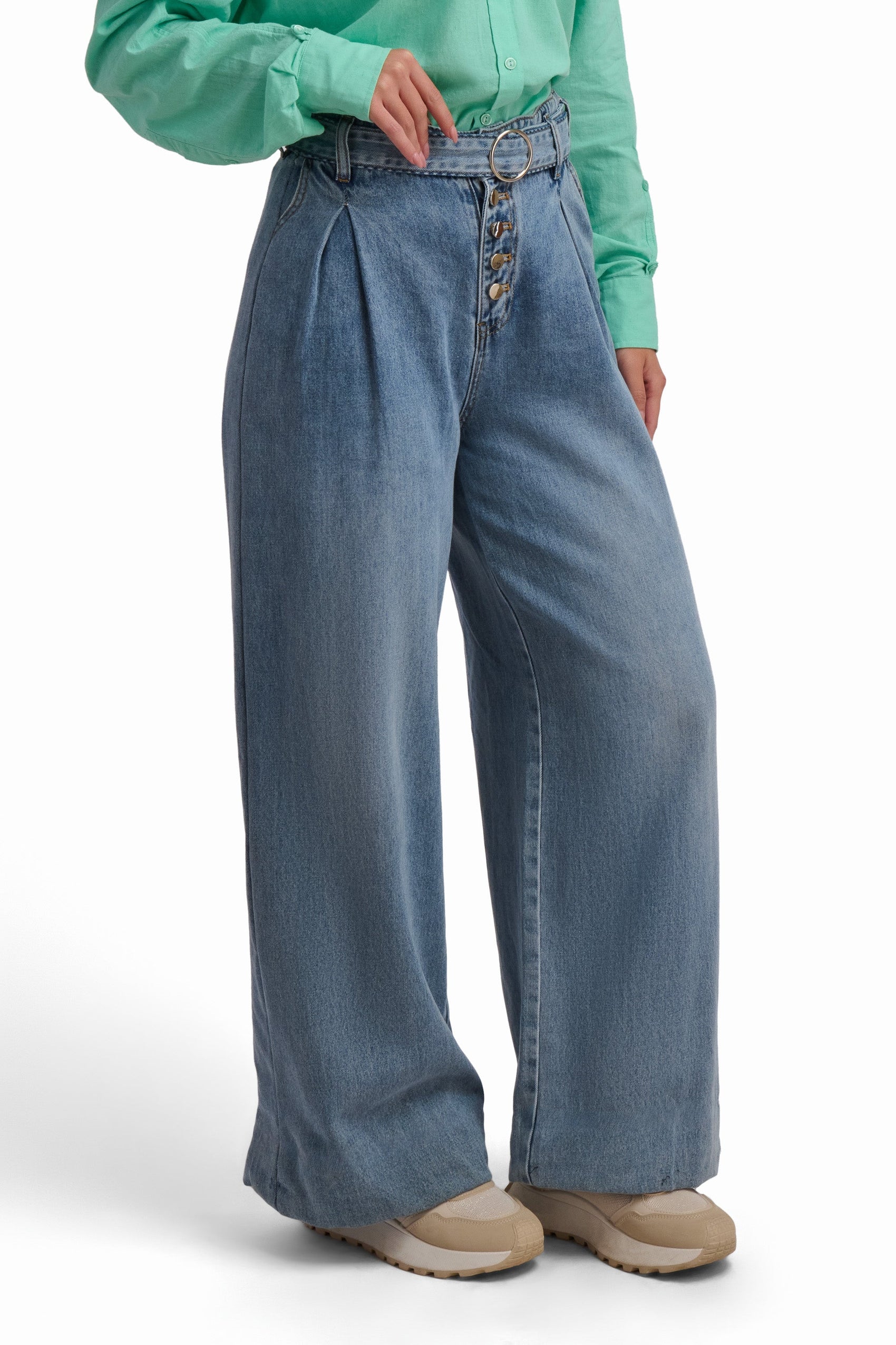 Light Blue Wide-Leg Denim Jeans