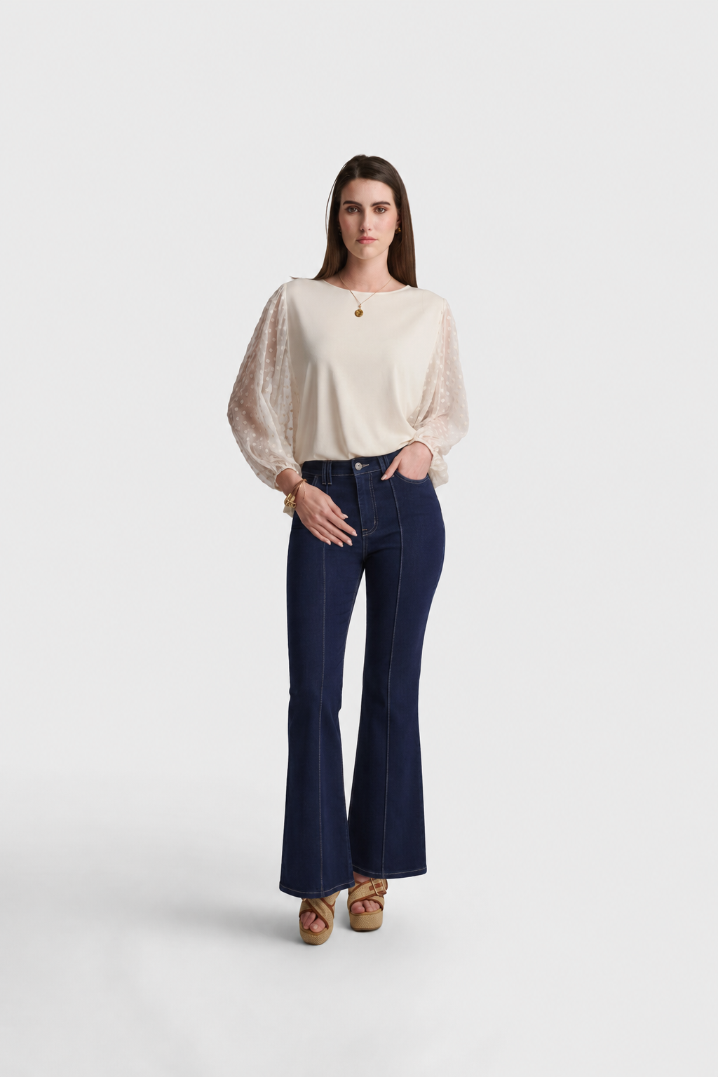 Dark Wash Flared Denim Pants