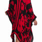 Red and Black Printed Beach Cover-Up