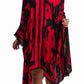 Red and Black Printed Beach Cover-Up