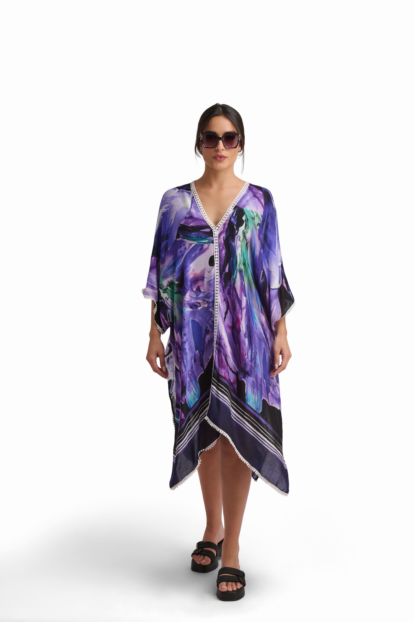 Purple Wave Viscose Beach Cover-Up