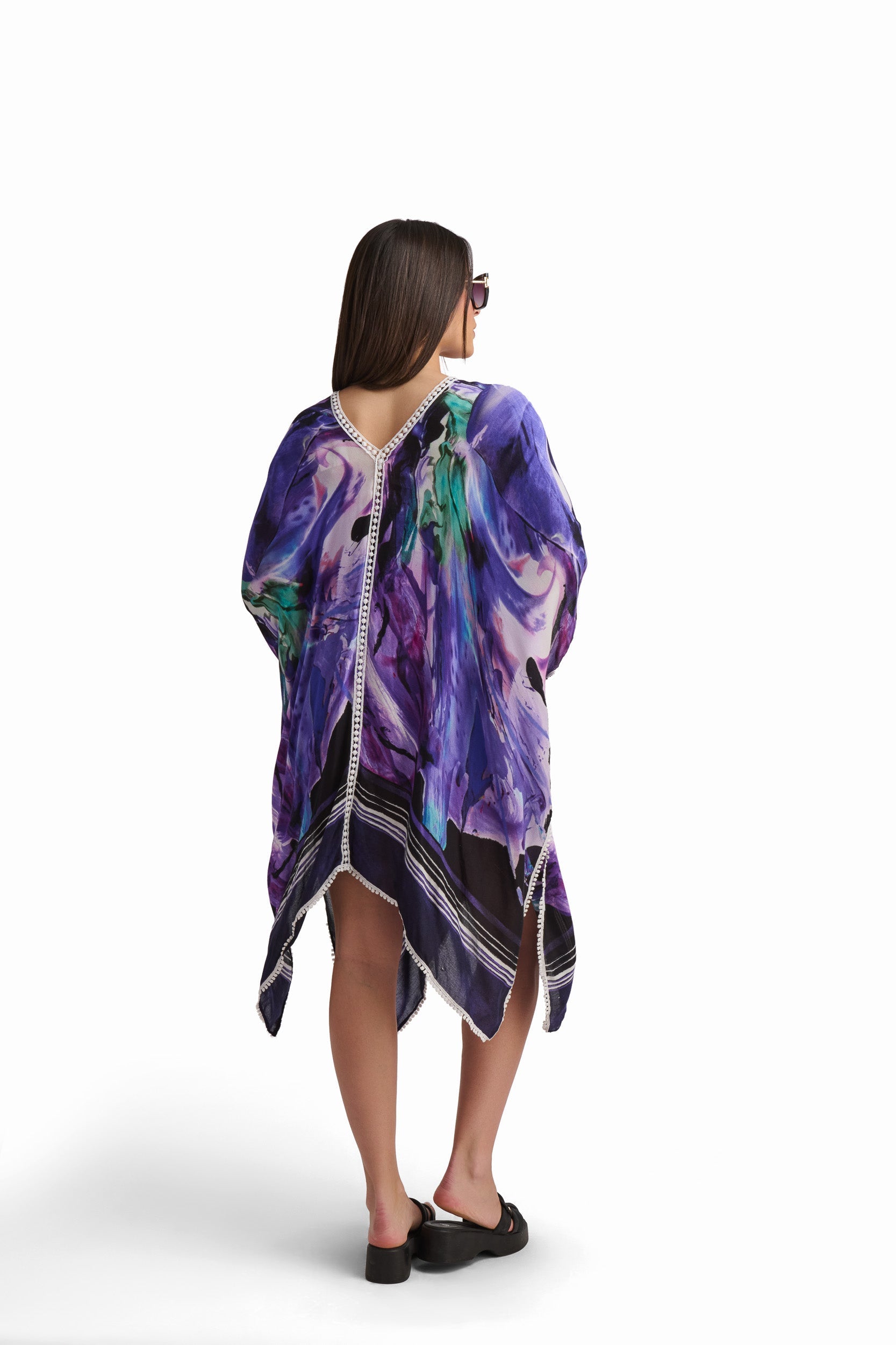 Purple Wave Viscose Beach Cover-Up