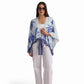 Tropical Palm Print Viscose Kimono