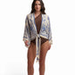 Beige and Blue Printed Beach Cover-Up