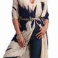 Beige and Navy Printed Kimono