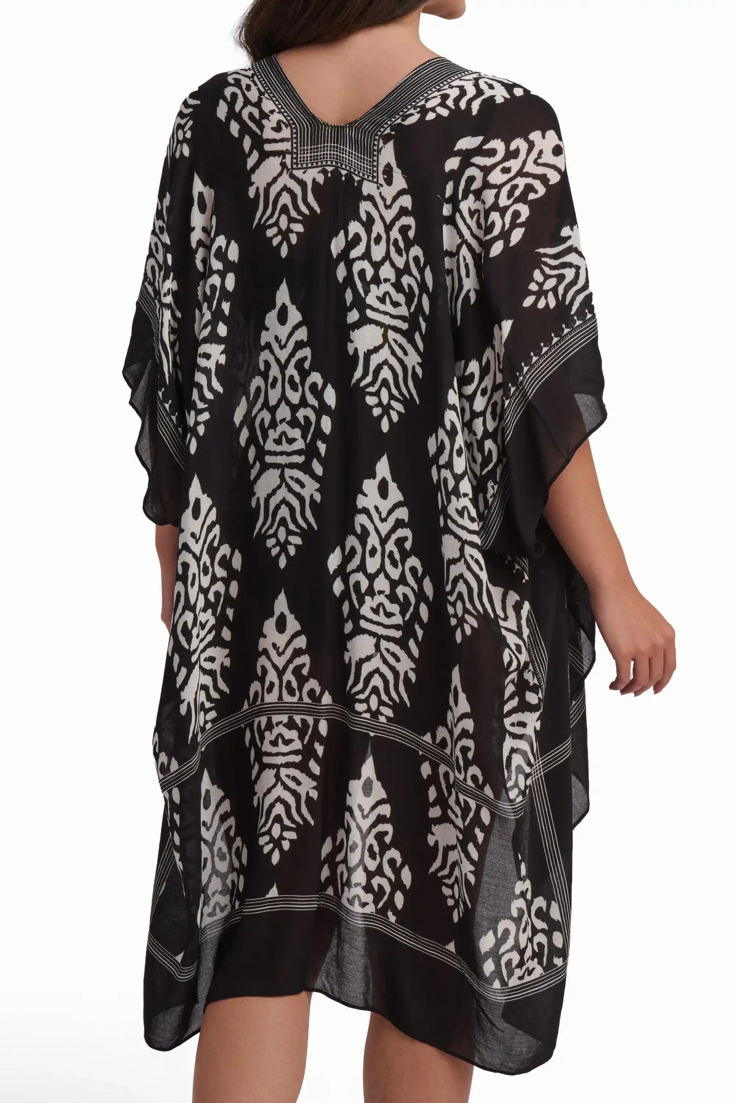 Black and White Printed Kimono