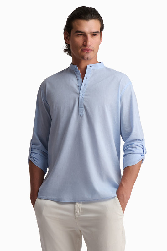 Sky Blue Henley Long-Sleeve Tee