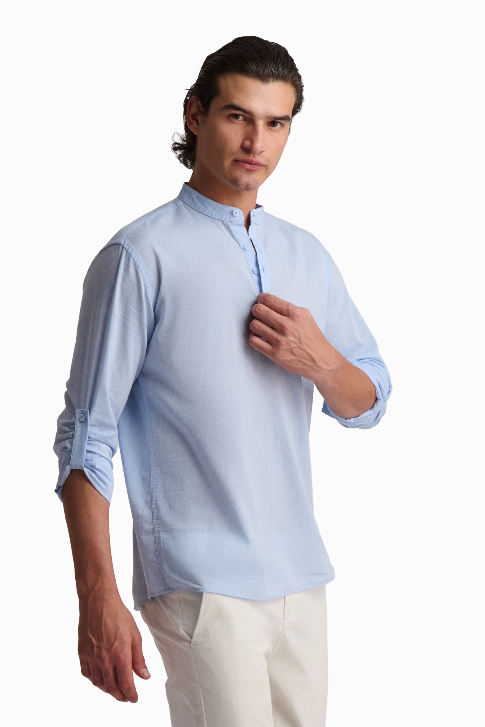 Sky Blue Henley Long-Sleeve Tee