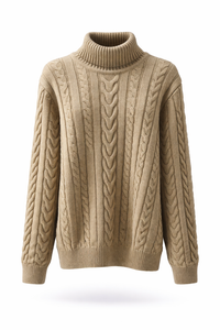 High-Neck Textured Knit Sweater