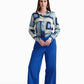 Abstract Print Satin Shirt