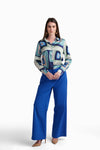 Abstract Print Satin Shirt