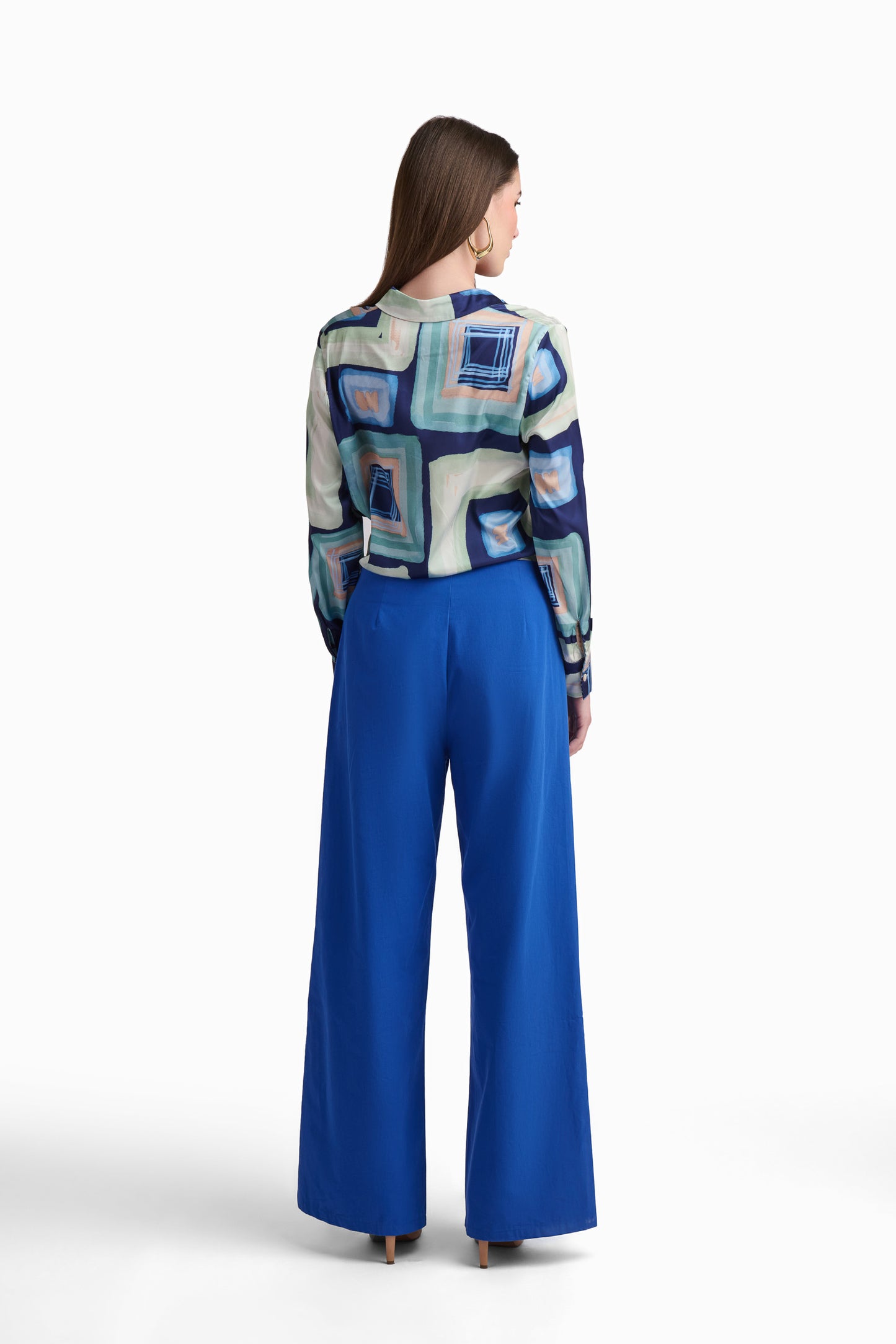 Abstract Print Satin Shirt