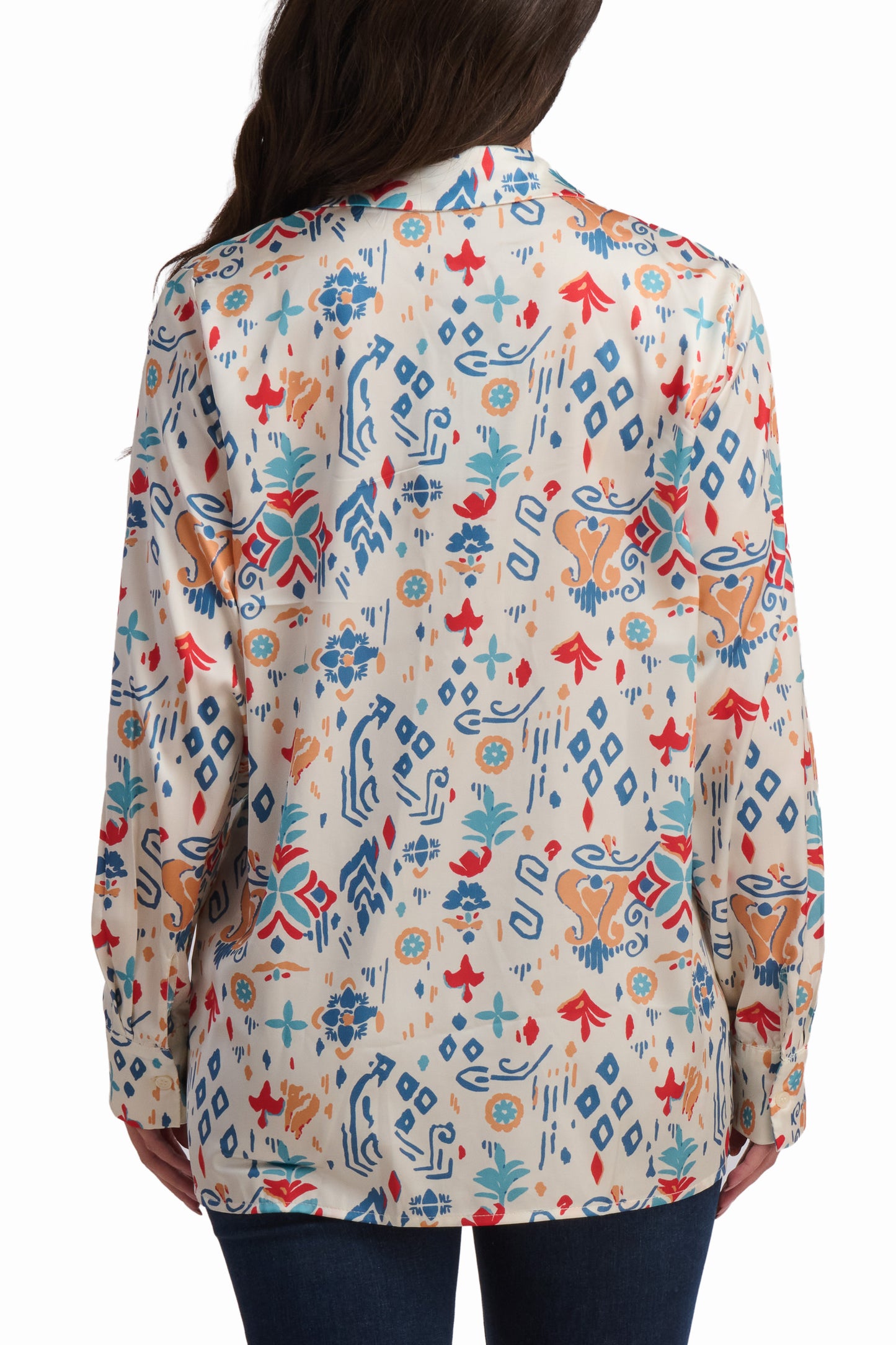 Abstract Print Satin Shirt
