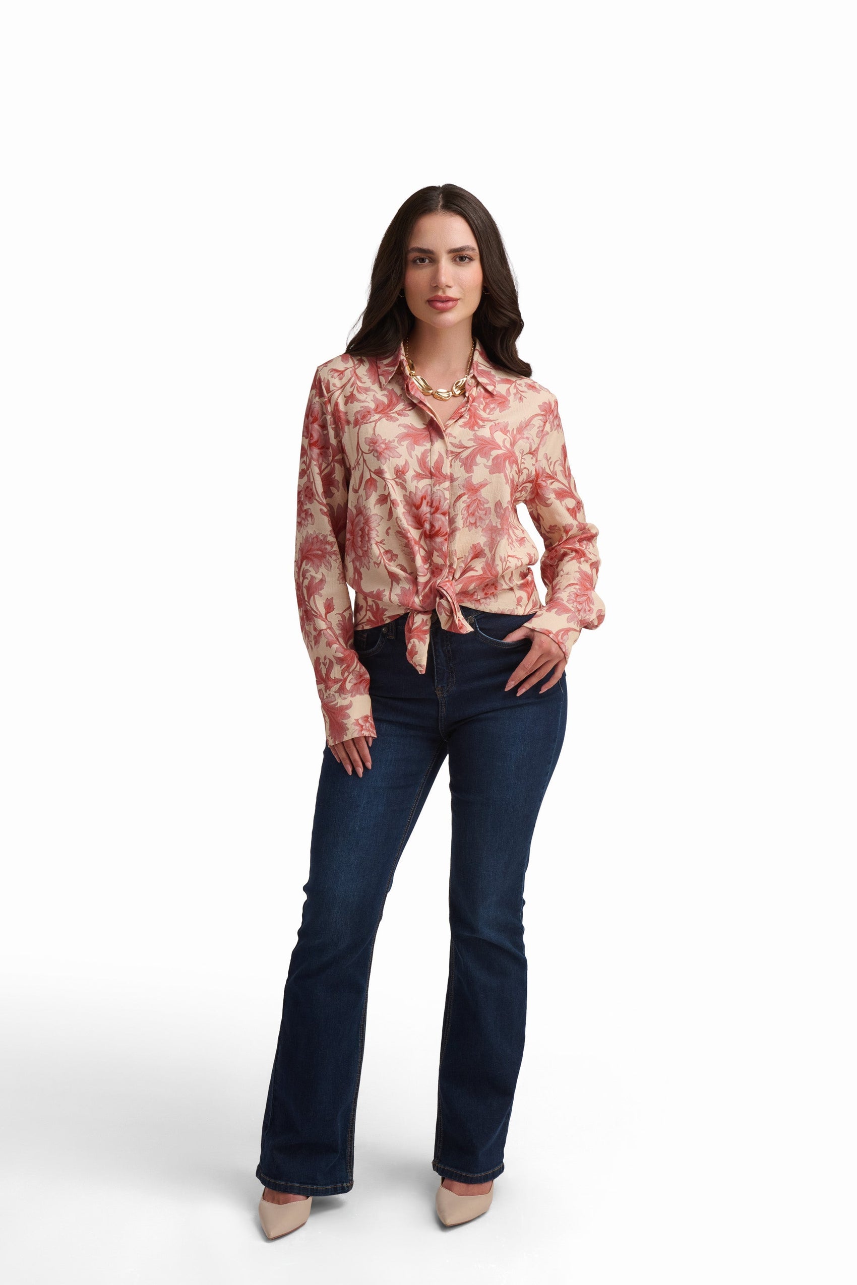 Romantic Coral Bloom Blouse
