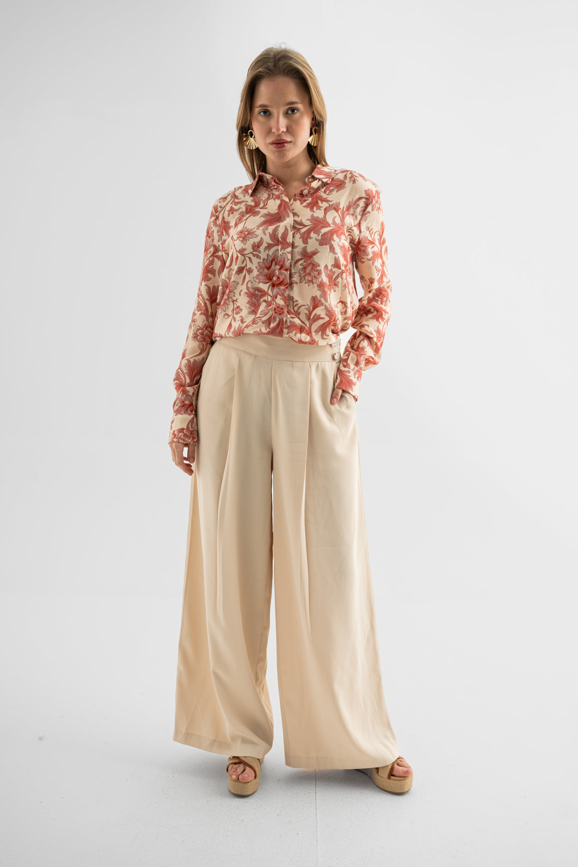 Romantic Coral Bloom Blouse