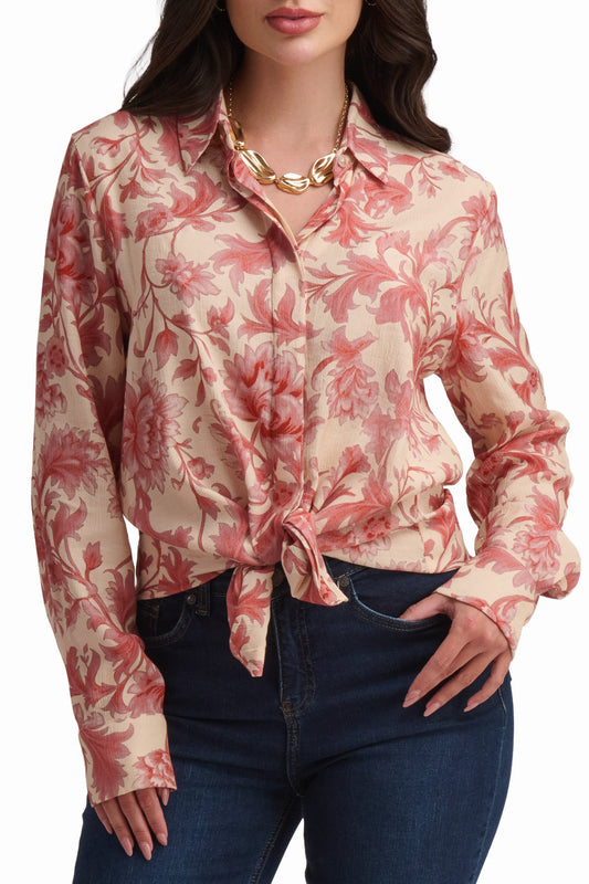 Romantic Coral Bloom Blouse