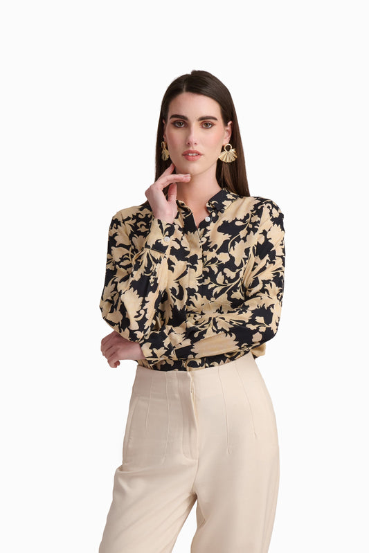 Elegant Botanical Print Shirt